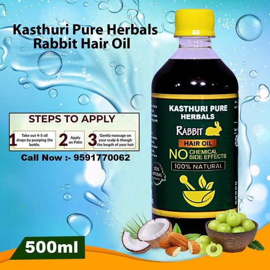 Kasthuri Pure Herbals Rabbit Hair Oil – Single Pack 500ml