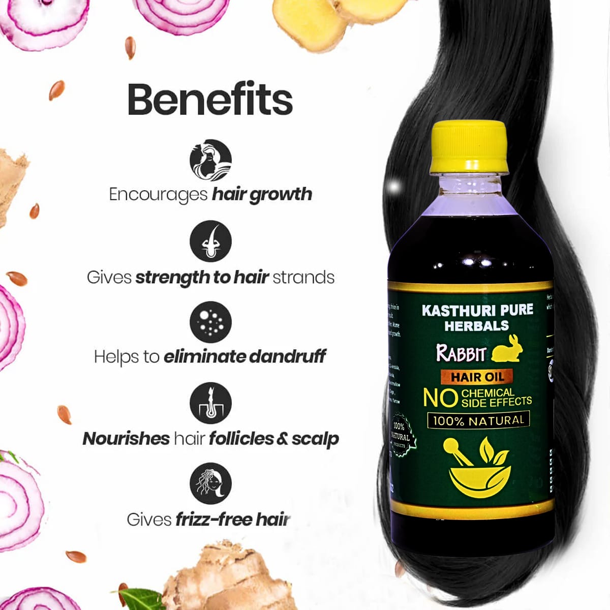 Kasthuri Pure Herbals Rabbit Hair Oil – Single Pack 500ml