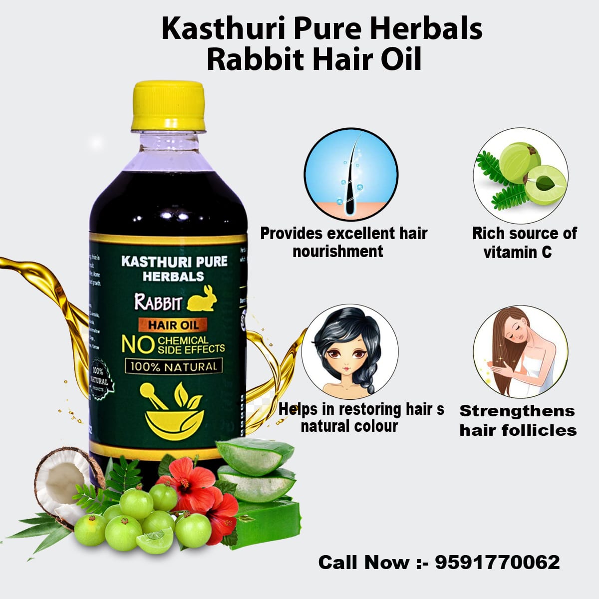 Kasthuri Pure Herbals Rabbit Hair Oil all veriants