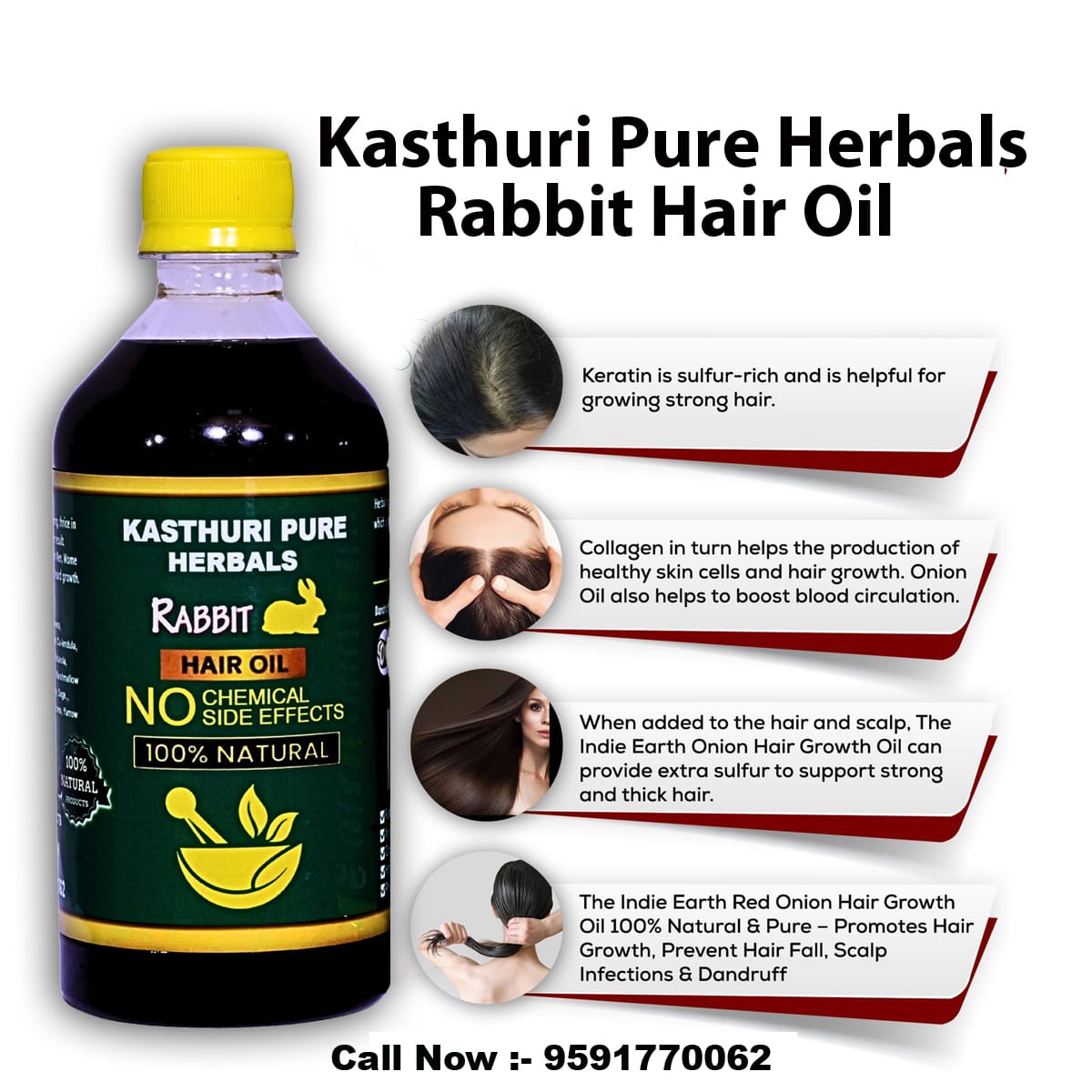 Kasthuri Pure Herbals Rabbit Hair Oil – Single Pack 500ml