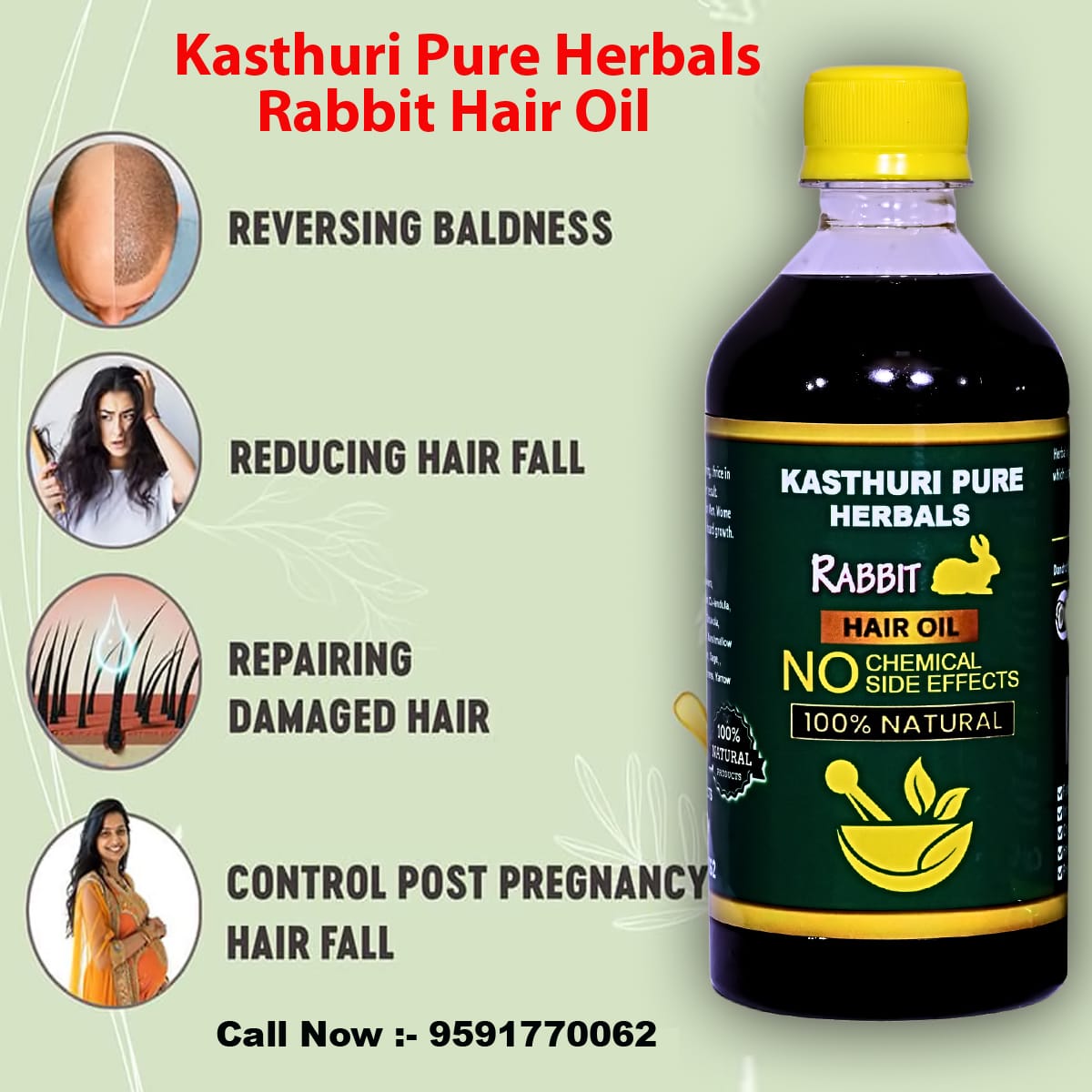Kasthuri Pure Herbals Rabbit Hair Oil – Single Pack 500ml